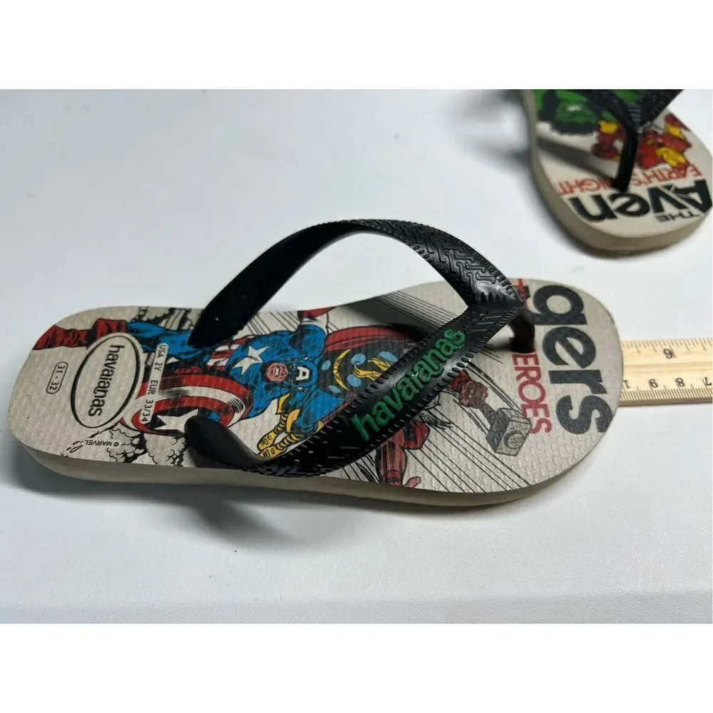 Havaianas Kids Top Marvel Classics Flip Flop Sandals - Beige - Size 4,5 Y